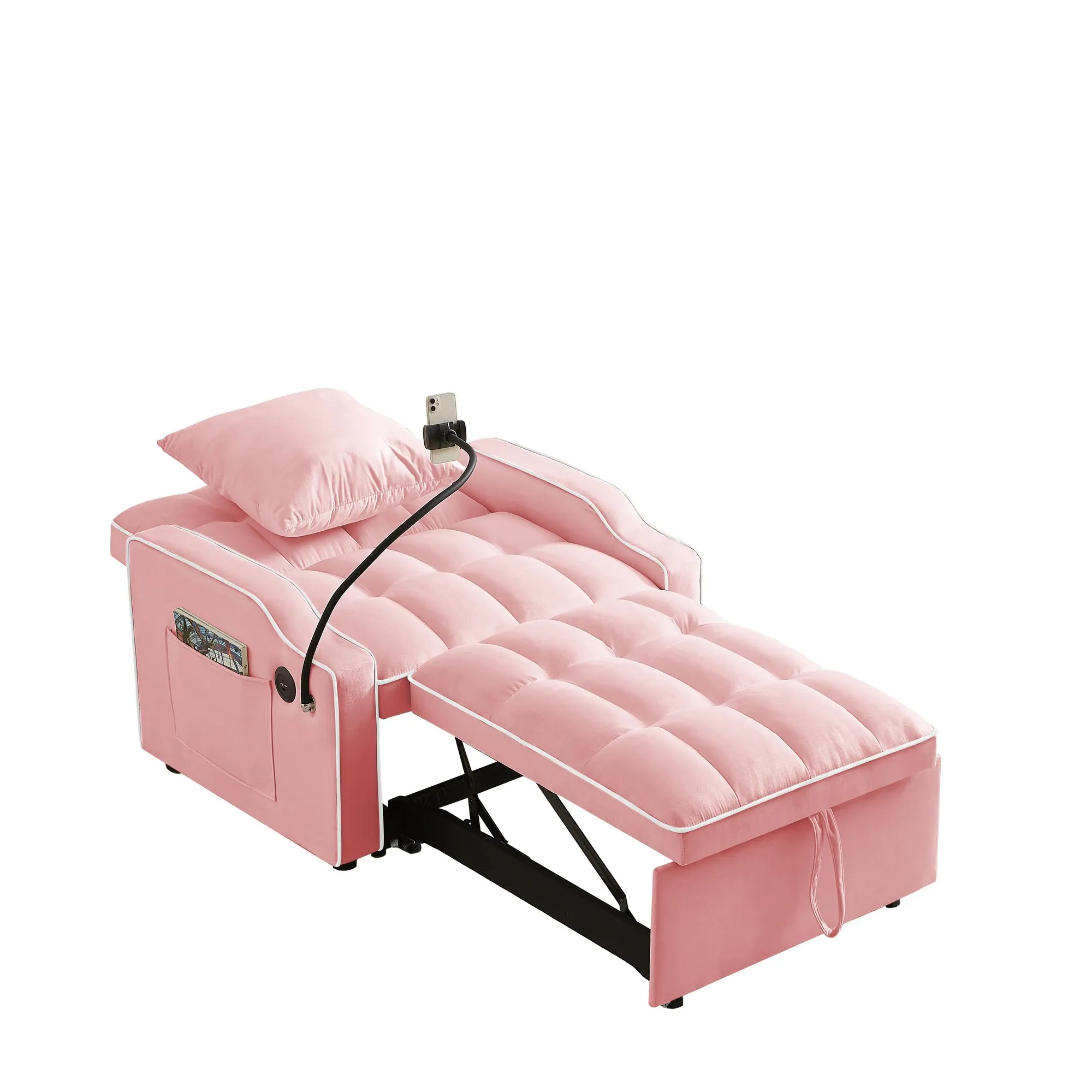 3-in-1 Velvet Sleeper Sofa Chair Bed, Convertible and Comfy
