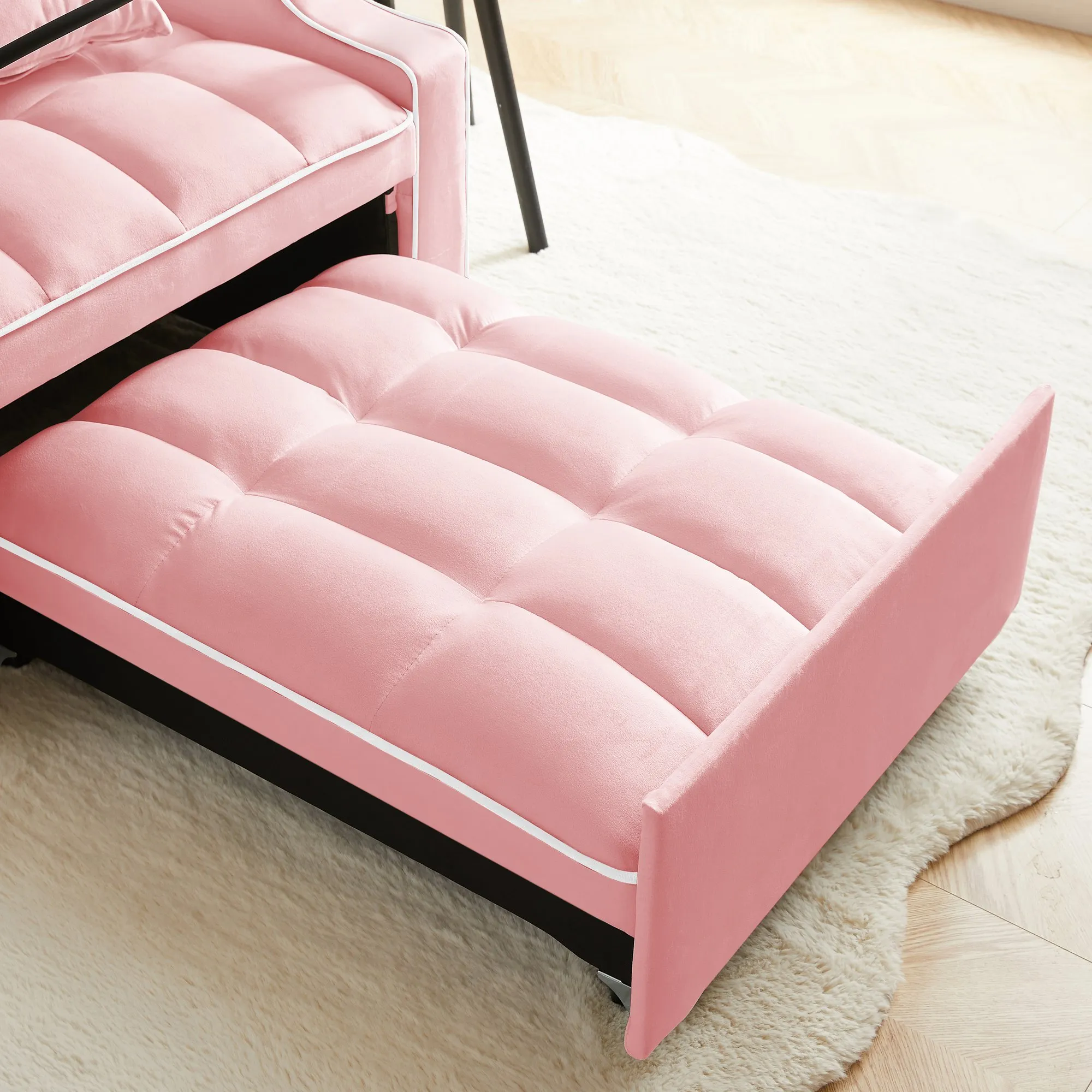 3-in-1 Velvet Sleeper Sofa Chair Bed, Convertible and Comfy