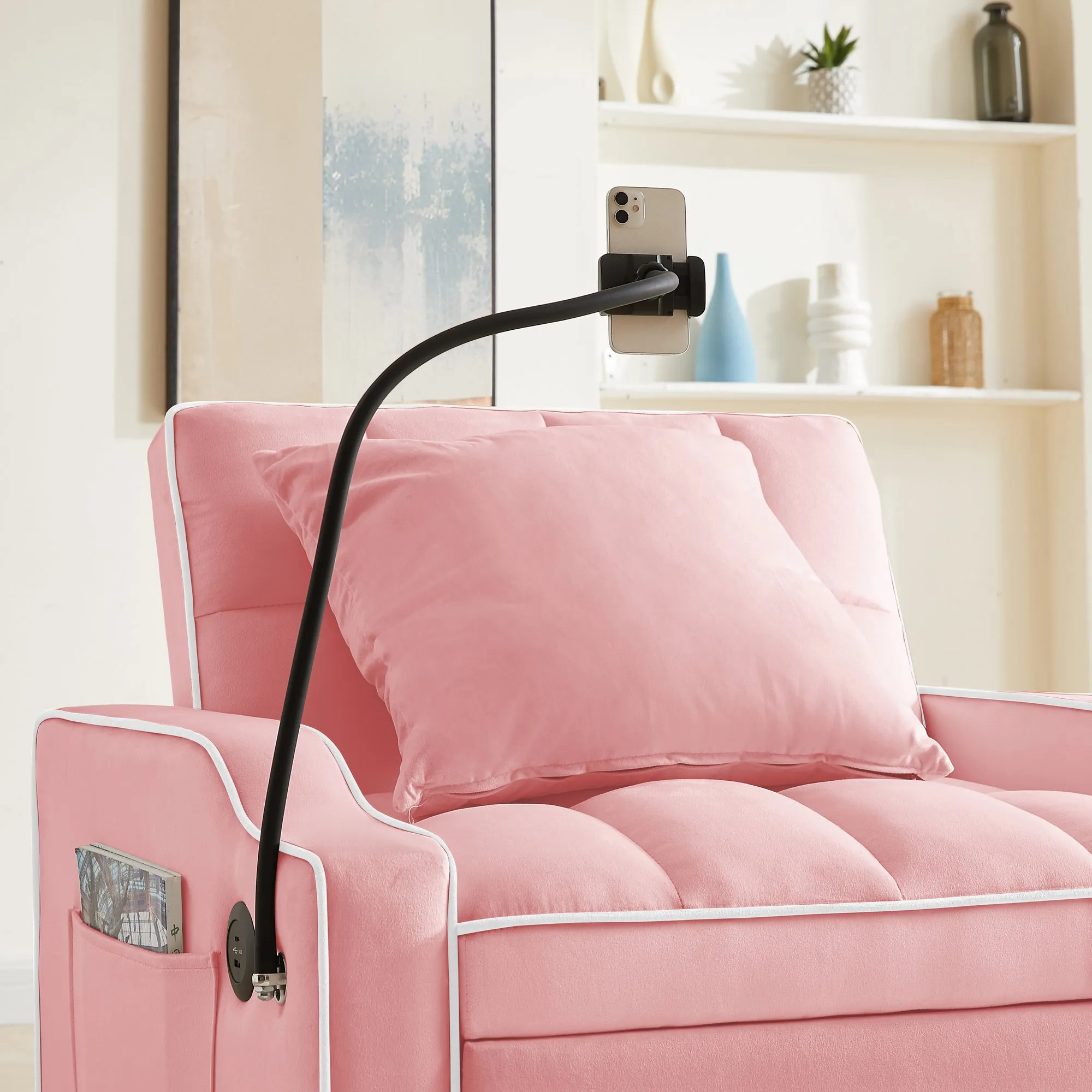 3-in-1 Velvet Sleeper Sofa Chair Bed, Convertible and Comfy