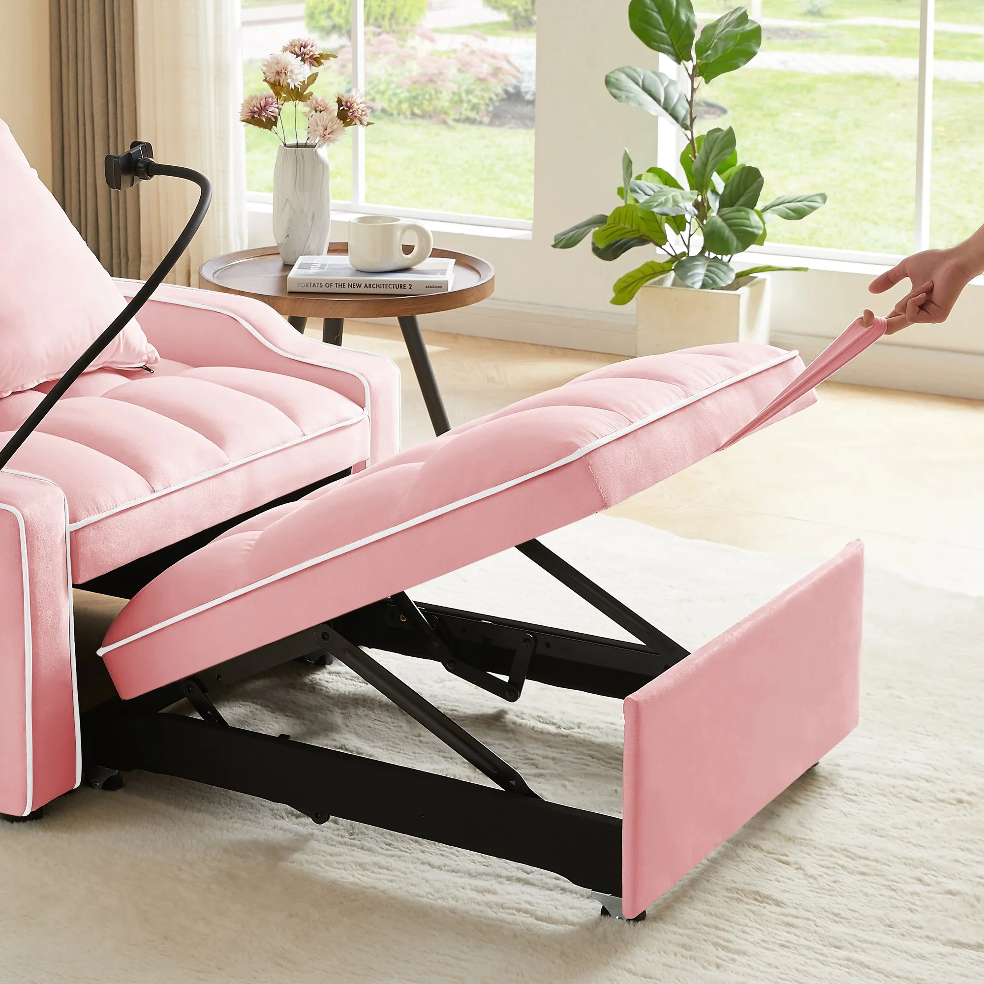 3-in-1 Velvet Sleeper Sofa Chair Bed, Convertible and Comfy