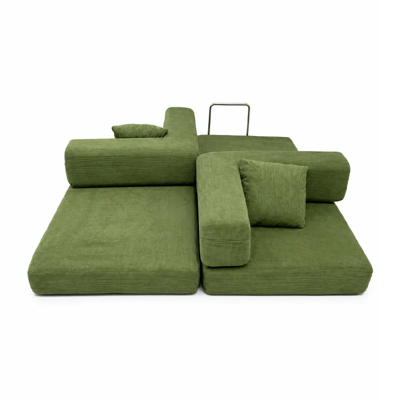 2-in-1 Sofa Bed | High-Density Memory Sponge & Corduroy Fabric | Double Pillows for Waist/Head Support | No Collapse, Small Space Savior