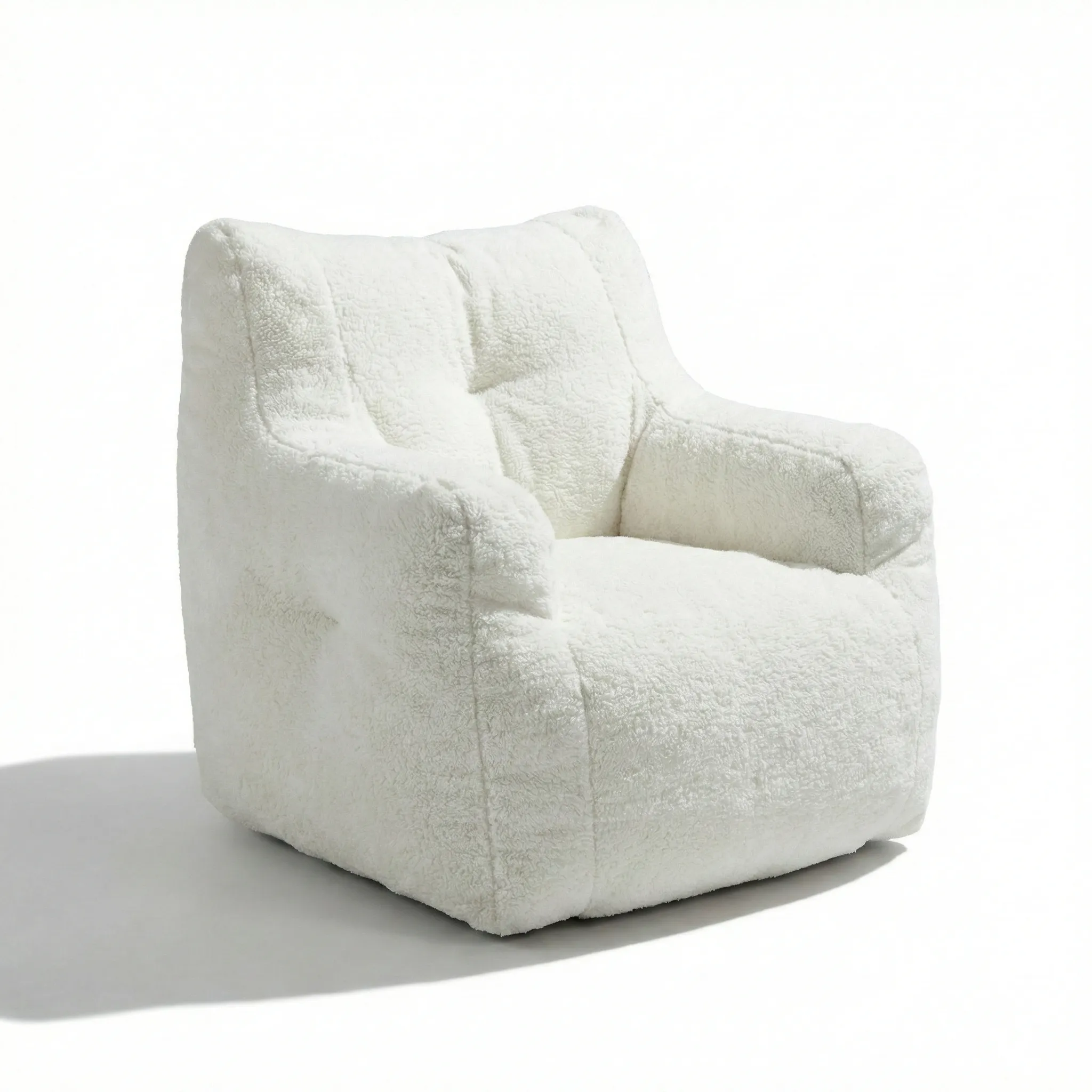 Teddy Fabric Tufted Foam Bean Bag Chair With Teddy Fabric