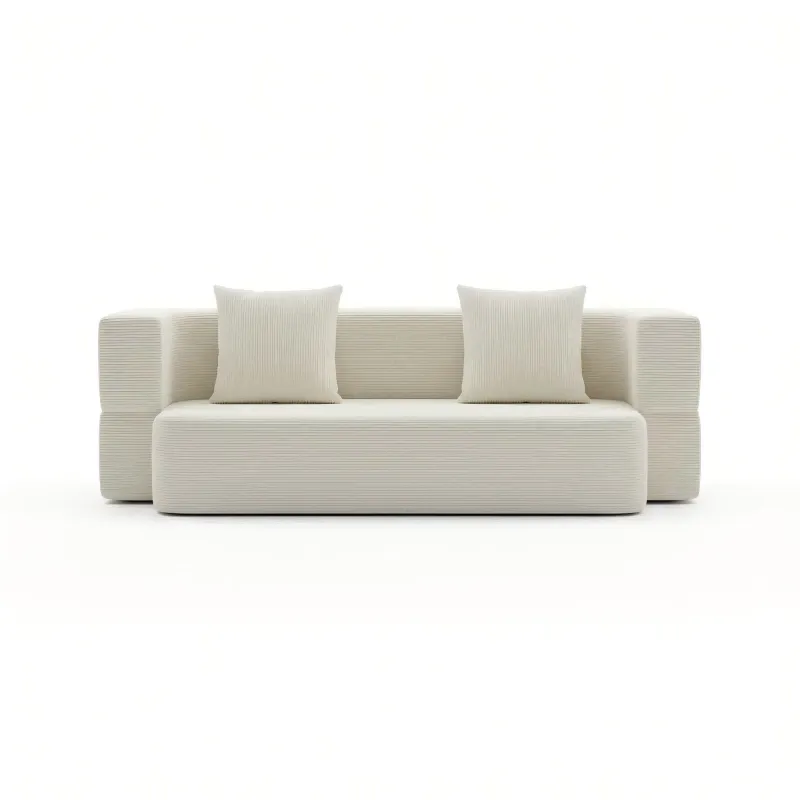 Cream-style straight-row foldable dual-purpose sofa